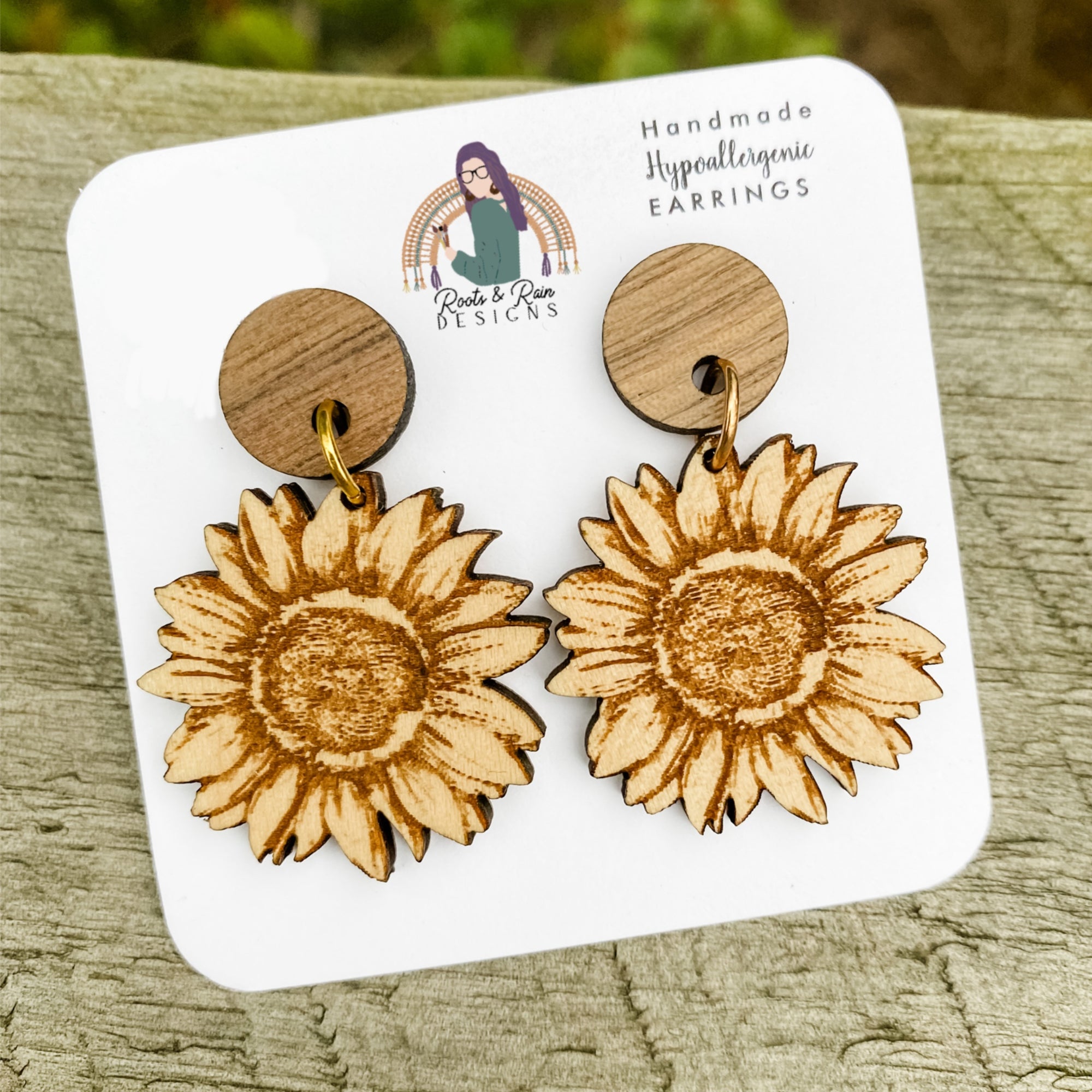 Sunflowers Dangle Earrings with Stud Piece